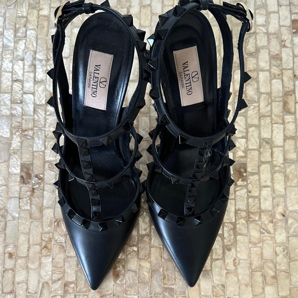 Valentino Black Rockstud Heels - Picture 3 of 6
